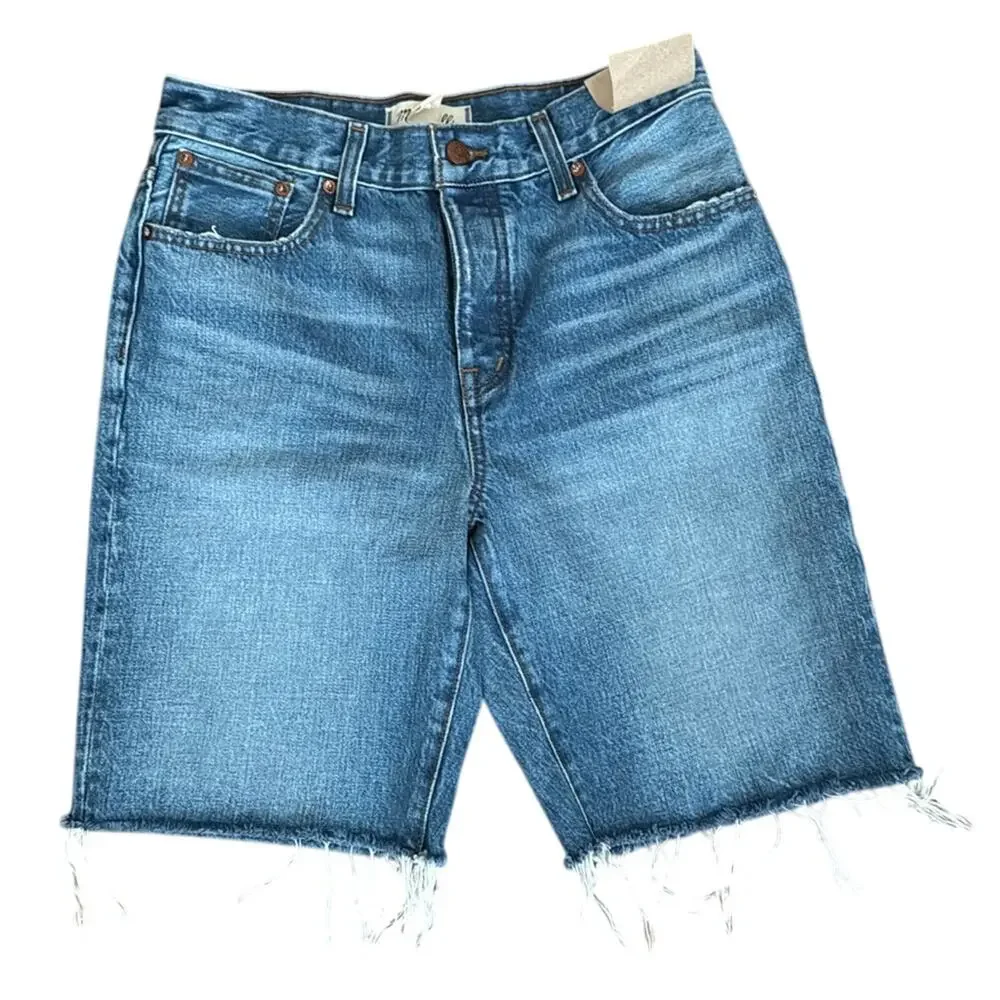 Madewell Long Denim Short Raw Hem Size 24 NWT